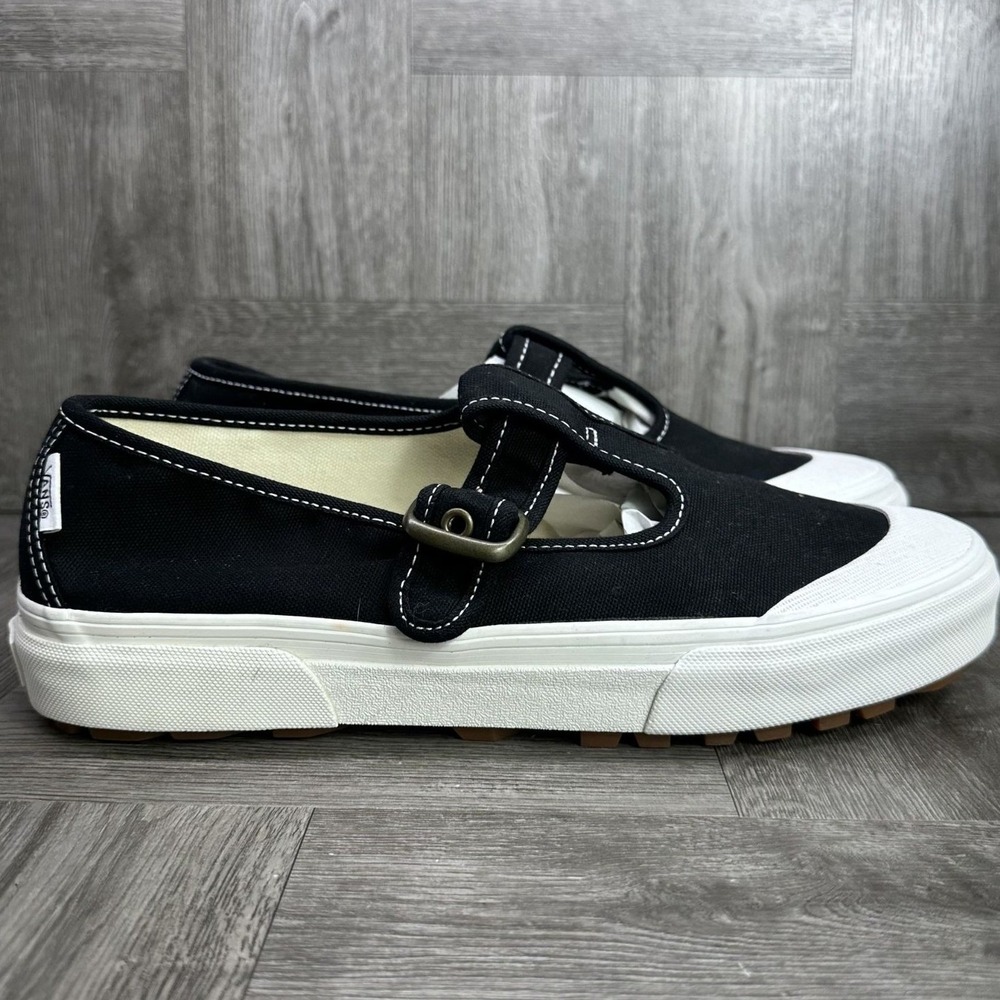 Vans Mary Jane Women 5.5 Black Canvas T-Strap Lug Sole Platform NEW